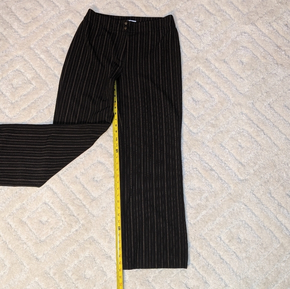 Jones New York Sport Charcoal Black Pants w Bronze Stripe High Rise Straight Leg - Picture 7 of 8